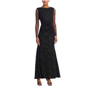 Aqua‎ X Wicked Embellished Twist Black Sparkle Long Sleeve Maxi Dress NWT Size S